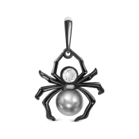 Серебряная подвеска с жемчугом Swarovski «Паук»