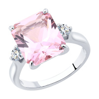 Серебряное кольцо с ситаллом и фианитами