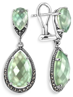 Серебряные серьги ALEXANDRE VASSILIEV с перламутром, кварцем и марказитами Swarovski