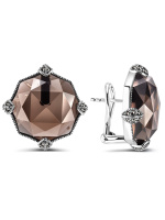 Серьги серебро с раухтопазом и марказитами