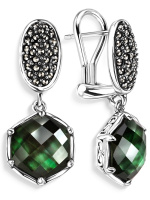 Серьги из серебра с перламутром и горным хрусталем