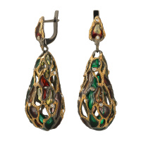 Серьги из серебра с витражной эмалью «Сумерки» Серьги из серебра с витражной эмалью «Сумерки»