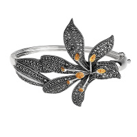 Серебряный браслет Alexandre Vassiliev с цитрином и марказитами Swarovski и позолотой