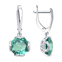 Серебряные серьги с кварцем и фианитами Серебряные серьги с кварцем и фианитами