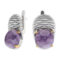Серьги из серебра с чароитом