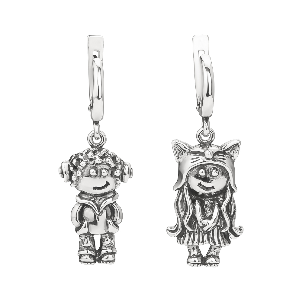 Серьги из серебра «Мальчик с девочкой дружил»