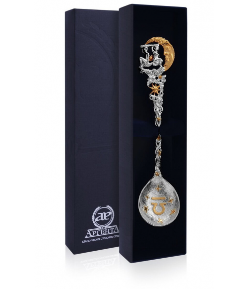 Серебряная ложка «Зодиак Весы» с позолотой