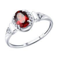 Кольцо из серебра с фианитами и гранатом