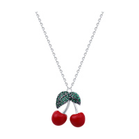 Колье из серебра с эмалью и фианитами «Вишня» Колье из серебра с эмалью и фианитами «Вишня»