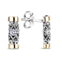 Серьги-гвоздики из серебра с фианитами