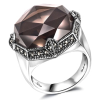 Кольцо серебро с раухтопазом и марказитами