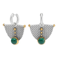 Серьги из серебра с малахитом в позолоте