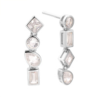 Серьги-пуссеты из серебра с фианитами