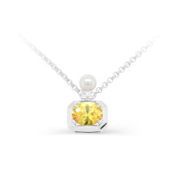 Колье из серебра с фианитом и жемчугом Колье из серебра с фианитом и жемчугом