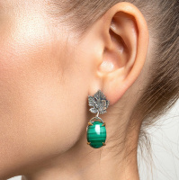 Серьги с малахитом из серебра Серьги с малахитом из серебра