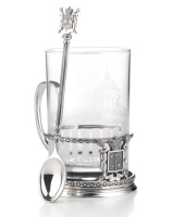 Подстаканник «Петербург» из серебра с ложкой