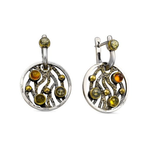 Серьги из серебра «Янтарная палитра»