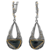 Серьги из серебра с хризоколлой Серьги из серебра с хризоколлой