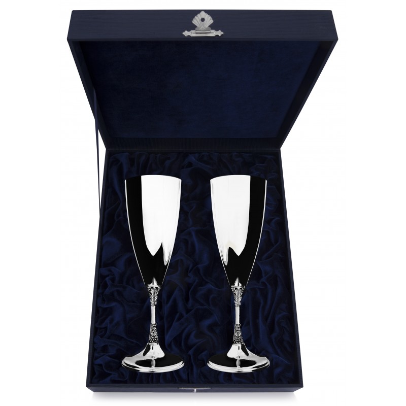 Набор серебряных гладких фужеров «Виноград»