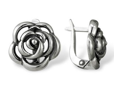 Серьги из серебра «Роза»