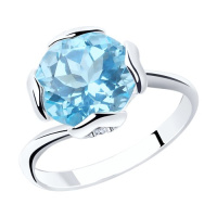 Кольцо из серебра с топазом и фианитами Кольцо из серебра с топазом и фианитами