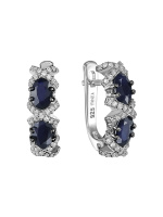 Серьги из серебра с натуральным сапфиром