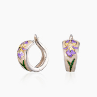 Серебряные серьги «Ирисовый Сумеречный Оттенок» с эмалью Серебряные серьги «Ирисовый Сумеречный Оттенок» с эмалью