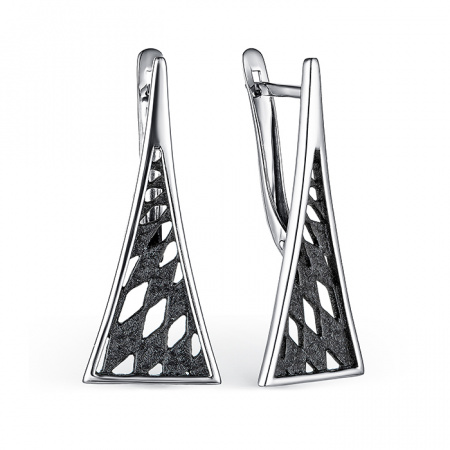 Серьги из серебра с черной эмалью «Parametrica»