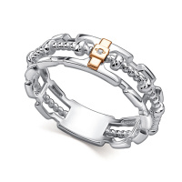 Серебряное кольцо с позолотой и бриллиантом