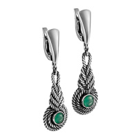 Серьги из серебра «Узел» с ониксами