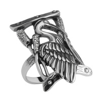 Кольцо серебро 925 Цапля птица камыш