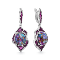 Серьги из серебра с бирюзой и эмалью Серьги из серебра с бирюзой и эмалью