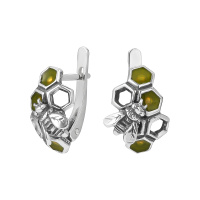 Серьги из серебра с эмалью «Мед»