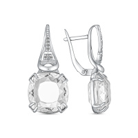 Серьги из серебра с горным хрусталем и фианитами Серьги из серебра с горным хрусталем и фианитами