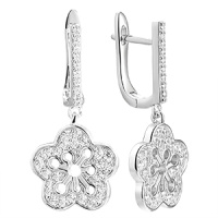 Серьги из серебра с фианитами