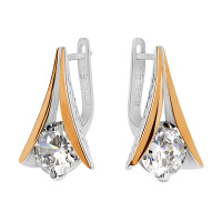 Серебряные серьги фианит и золото Серебряные серьги фианит и золото