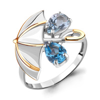 Серебряное кольцо с топазом скай блю и топазом свисс блю «Зонтик» Серебряное кольцо с топазом скай блю и топазом свисс блю «Зонтик»