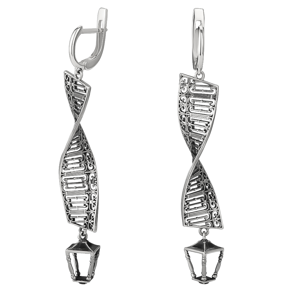 Серьги из серебра «Мост Декабристов Петербург»