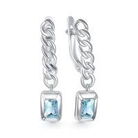 Серьги из серебра с голубым топазом
