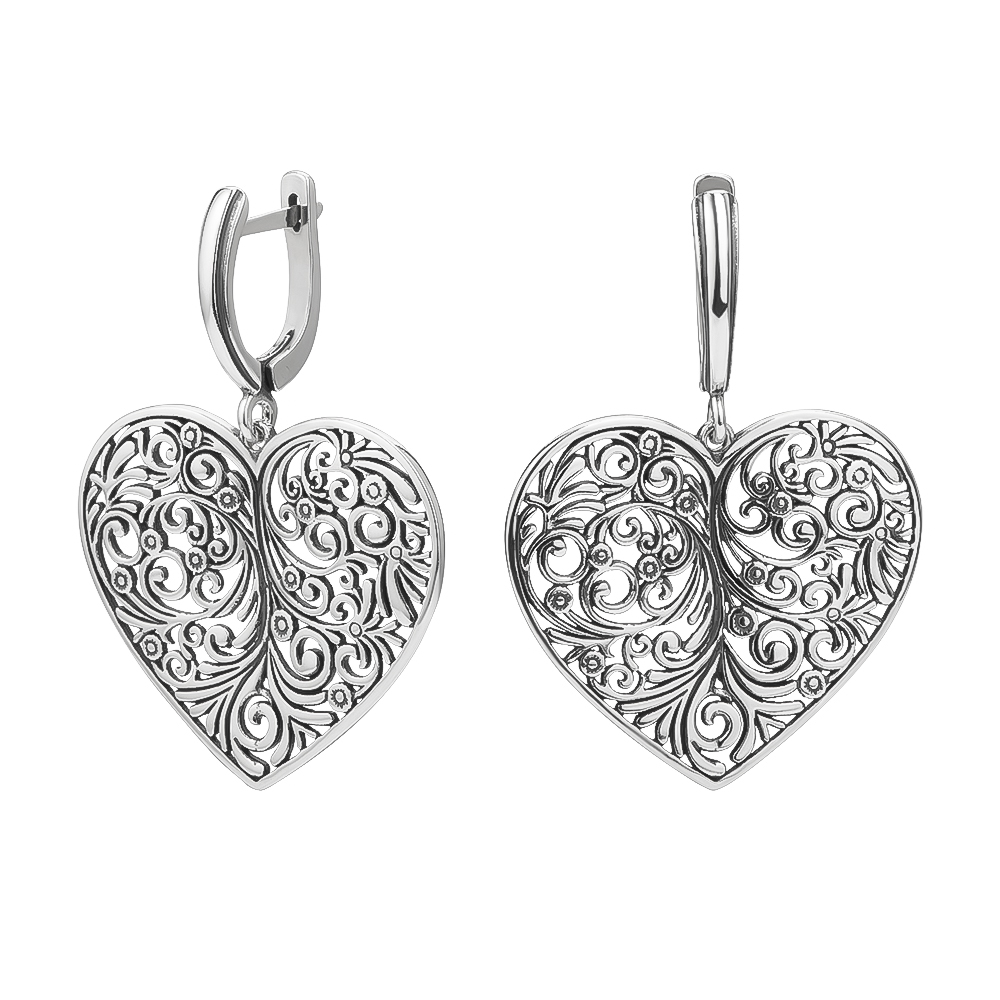 Серьги из серебра «Сердце»