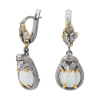 Серьги из серебра с лунным камнем в позолоте «Ежик» Серьги из серебра с лунным камнем в позолоте «Ежик»