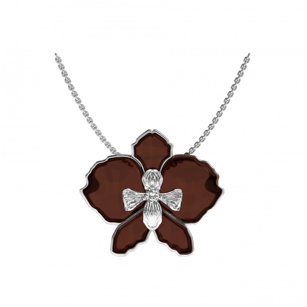 Серебряная брошь-подвеска с янтарем