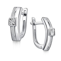 Серьги из серебра с бриллиантом Серьги из серебра с бриллиантом