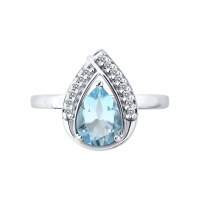 Кольцо из серебра с топазом и фианитами 