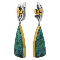 Серьги из серебра с хризоколлом Серьги из серебра с хризоколлом