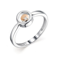 Кольцо из серебра с позолотой и бриллиантом «Дует» Кольцо из серебра с позолотой и бриллиантом «Дует»