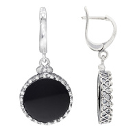 Серьги из серебра с ониксом Серьги из серебра с ониксом