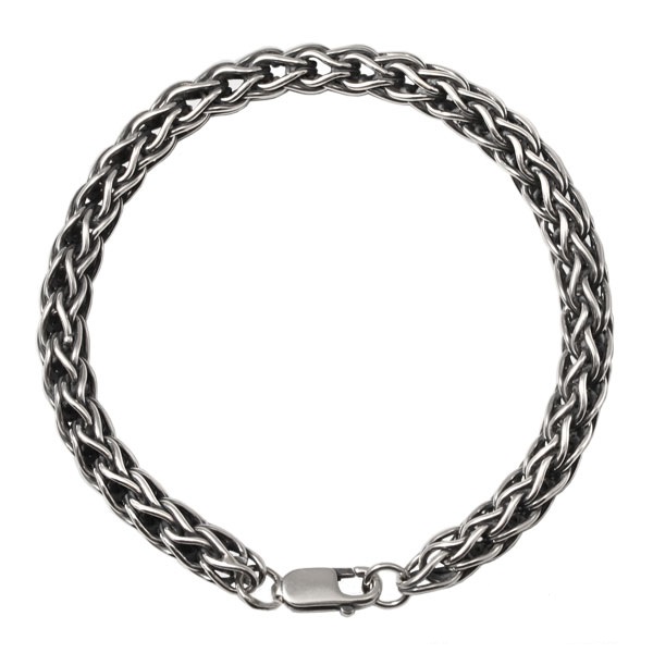 Серебряный браслет «Лисий хвост» с чернением 6 мм