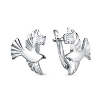 Серебряные серьги с фианитами «Птицы» Серебряные серьги с фианитами «Птицы»