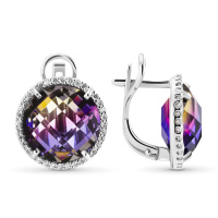 Серьги из серебра с аметрином и фианитами Серьги из серебра с аметрином и фианитами